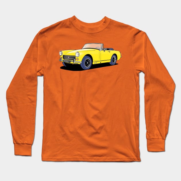 MG Midget sports car in yellow. Long Sleeve T-Shirt by Webazoot